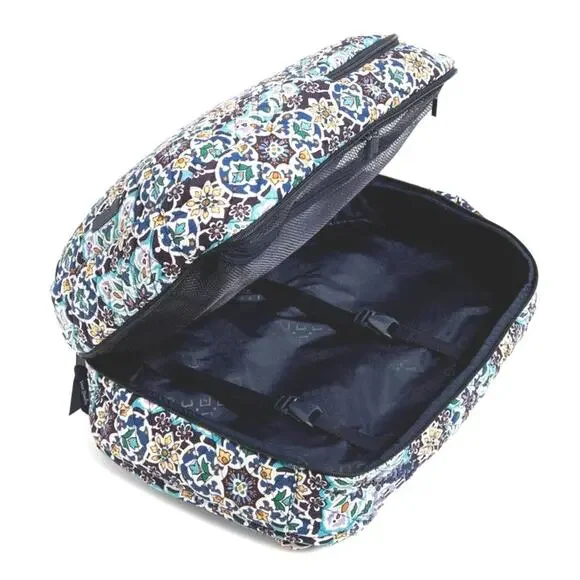 Vera Bradley NWT Travel Backpack Lisbon Medallion Cool blue white purple green Lisbon Medallion Coo Lighten Up Large Traveler Duffel  main image 3